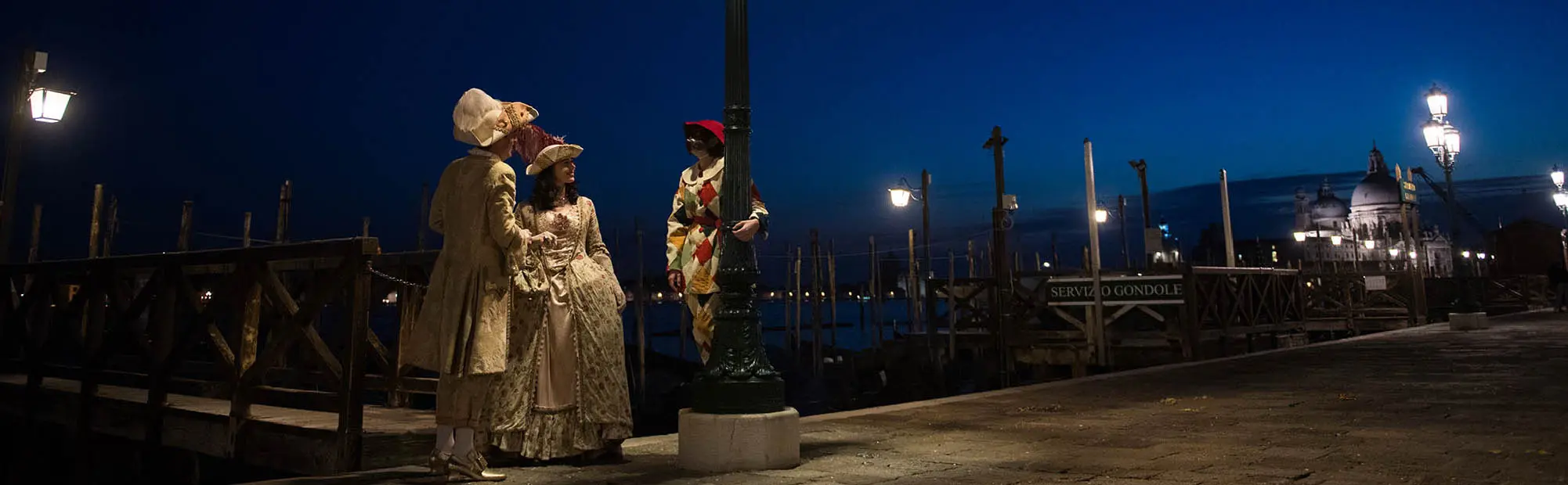 Meeting Harlequin at night in Venice